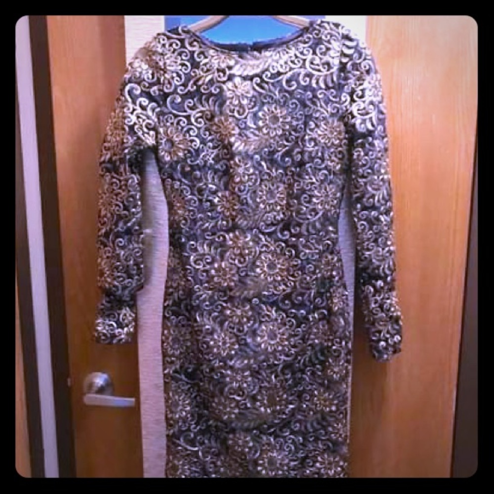 Velvet & gold embroidered dress.